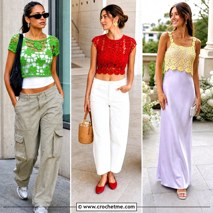 30 Crochet Flower Crop Top Outfit Ideas for Fresh Summer Style