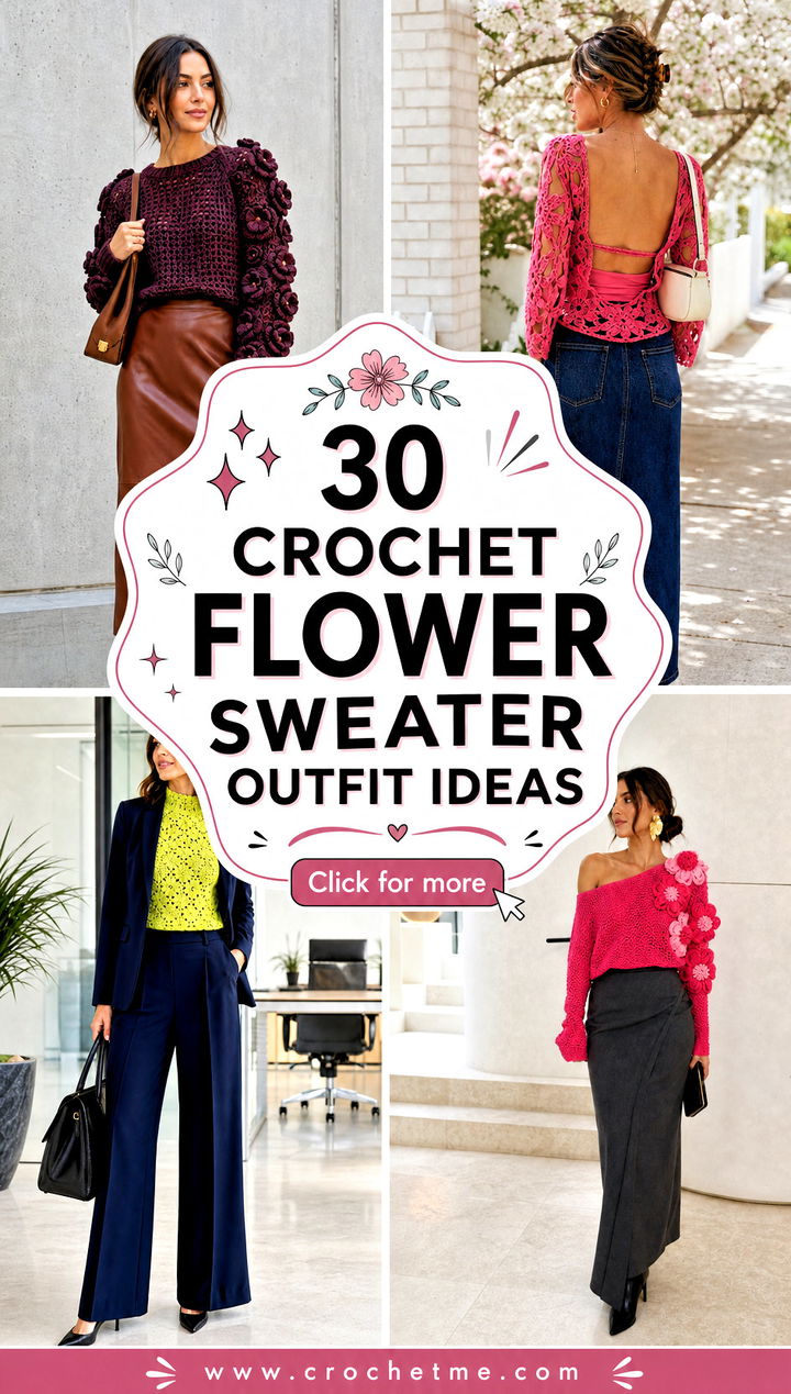 30 crochet flower sweater outfit ideas - 30 crochet flower sweater outfit ideas