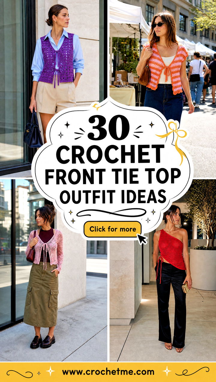 30 crochet front tie top outfit ideas - 30 crochet front tie top outfit ideas