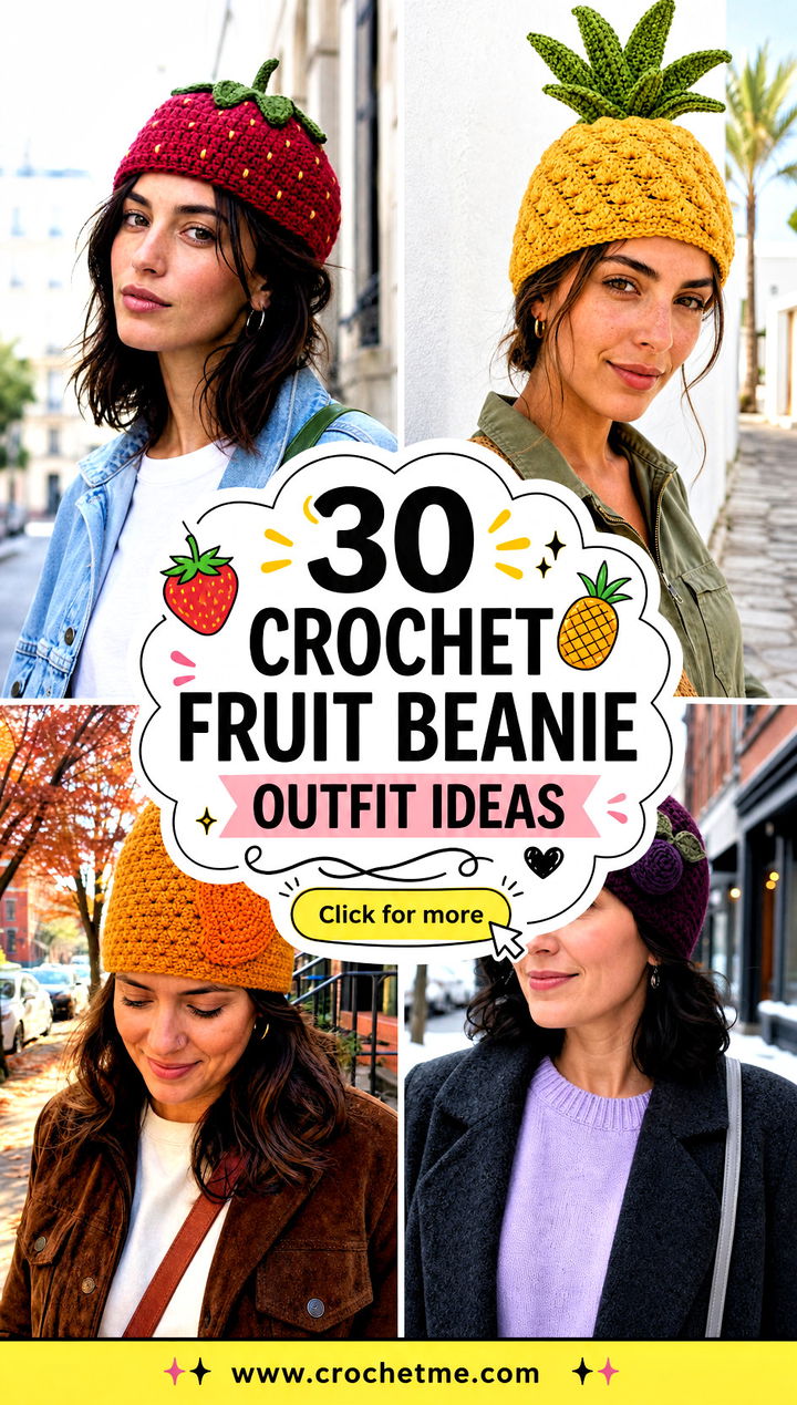 30 crochet fruit beanie outfit ideas - 30 crochet fruit beanie outfit ideas
