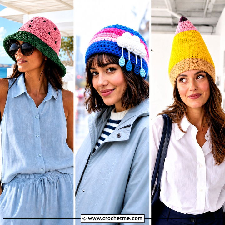 30 Crochet Funny Hats Outfit Ideas for Bold Festival Style