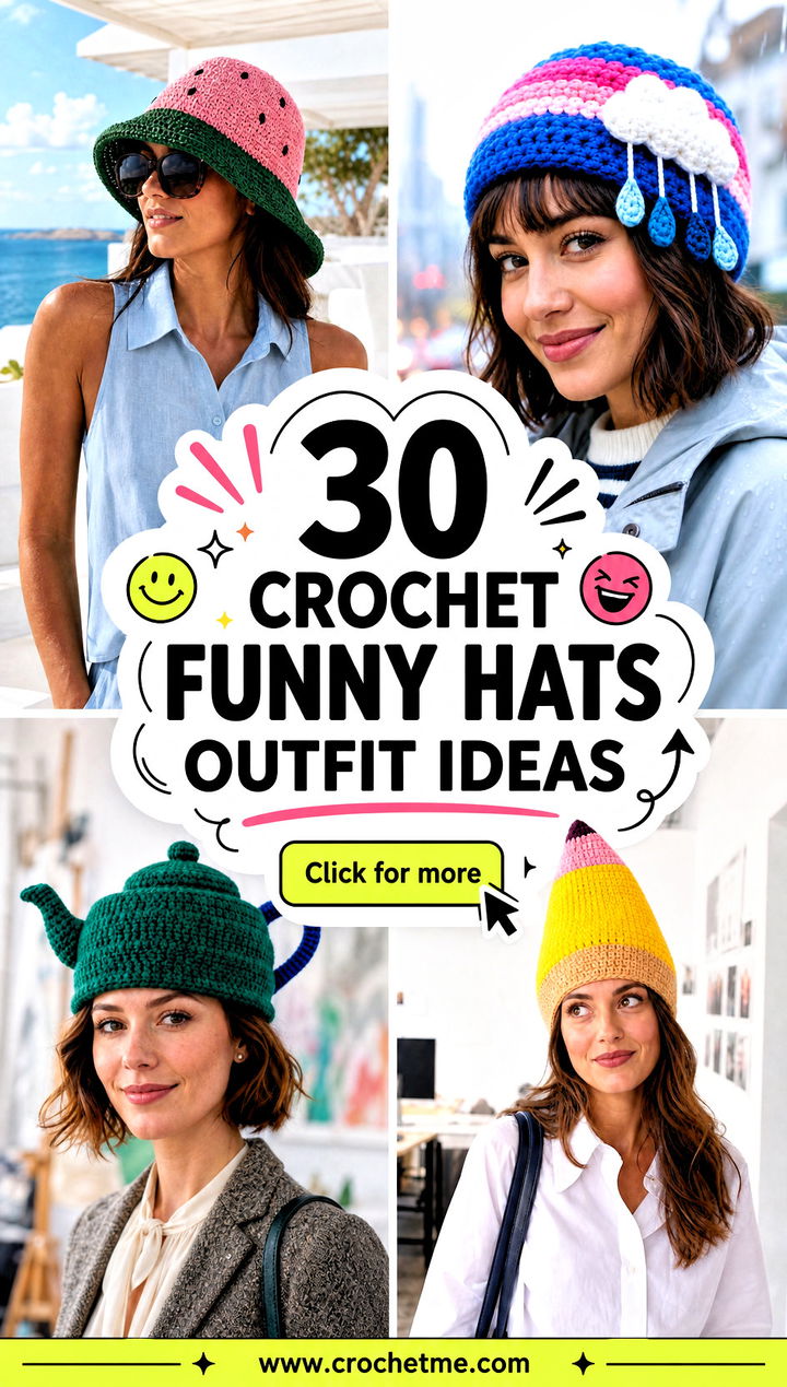 30 crochet funny hats outfit ideas - 30 crochet funny hats outfit ideas