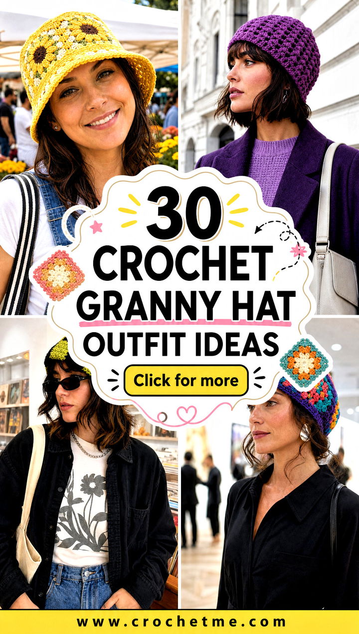30 crochet granny hat outfit ideas - 30 crochet granny hat outfit ideas