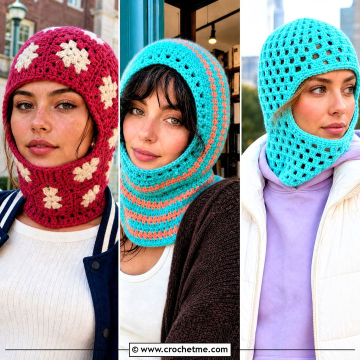 30 Crochet Granny Square Balaclava Outfit Ideas for Winter