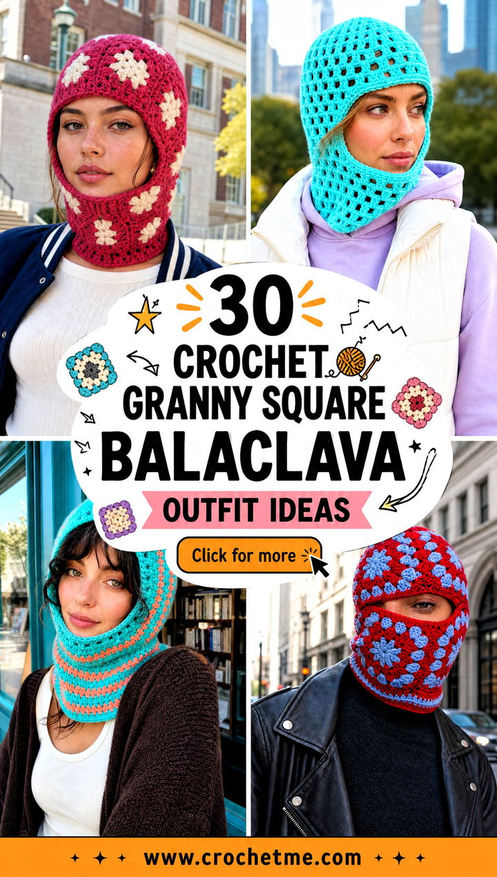 30 crochet granny square balaclava outfit ideas - 30 crochet granny square balaclava outfit ideas