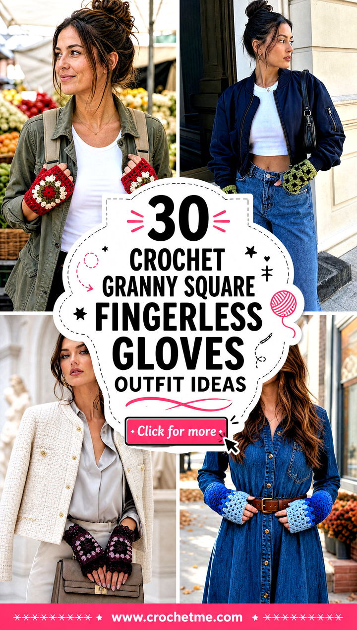 30 crochet granny square fingerless gloves outfit ideas - 30 crochet granny square fingerless gloves outfit ideas