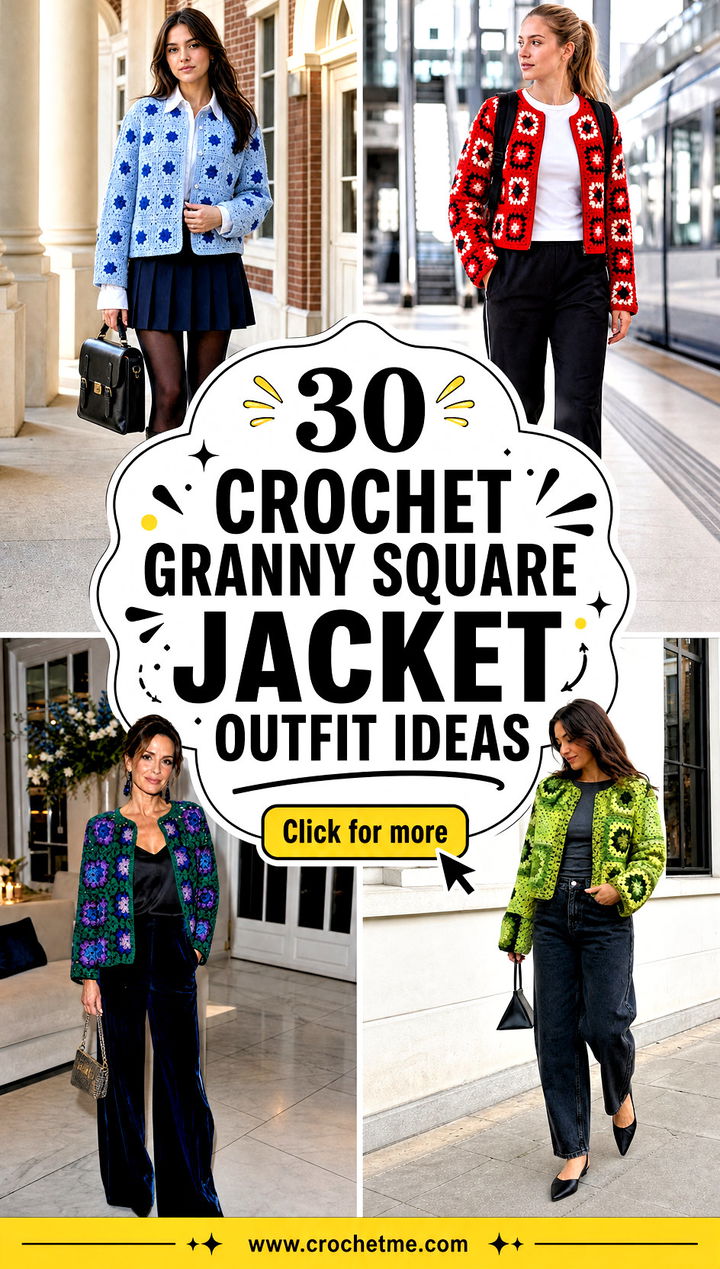 30 crochet granny square jacket outfit ideas - 30 crochet granny square jacket outfit ideas