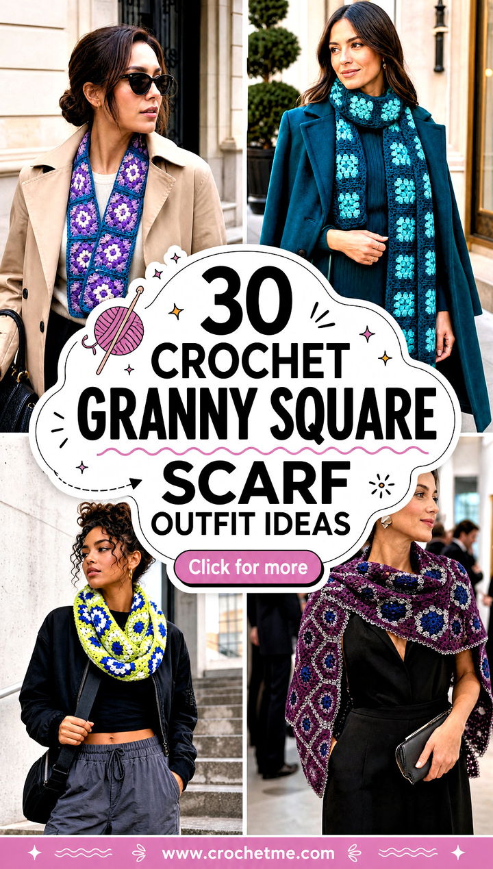 30 crochet granny square scarf outfit ideas - 30 crochet granny square scarf outfit ideas