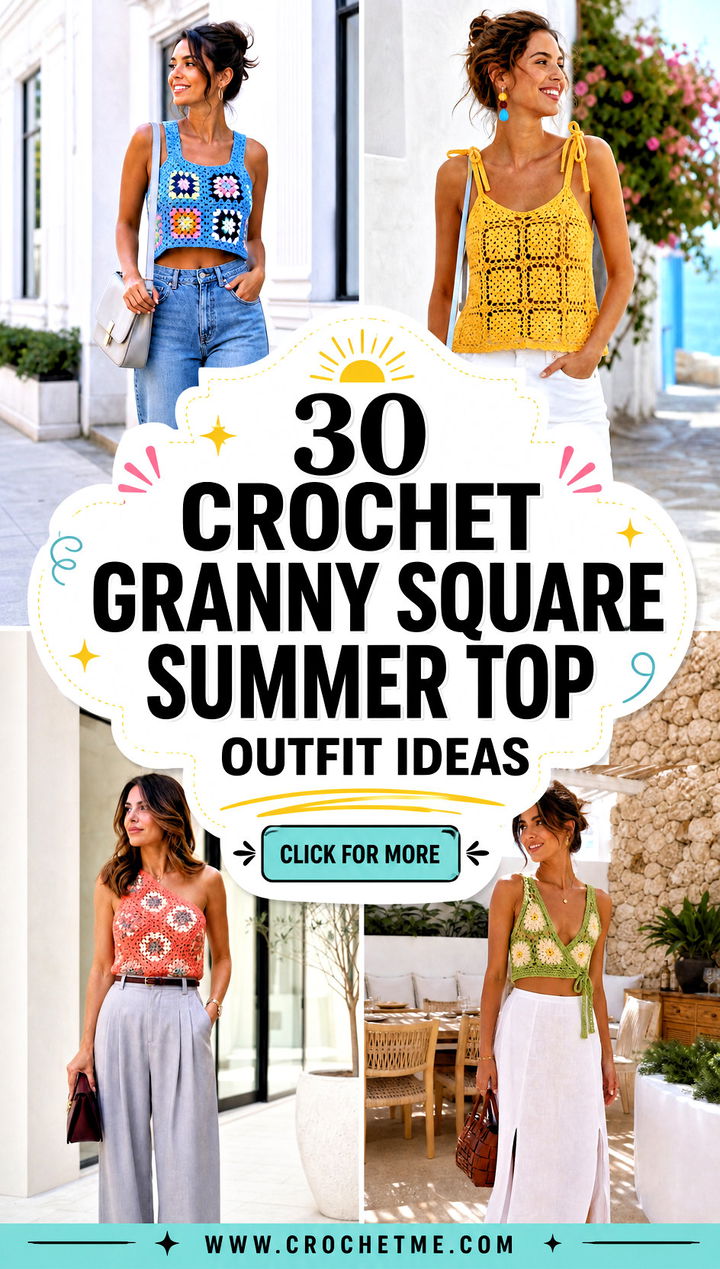 30 crochet granny square summer top outfit ideas - 30 crochet granny square summer top outfit ideas