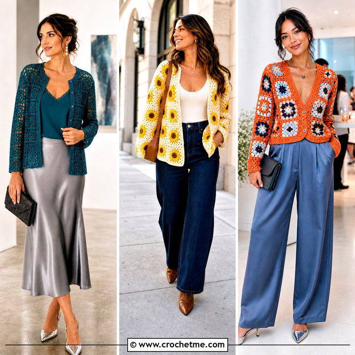 30 Crochet Granny Squares Cardigan Outfit Ideas for Cozy Style