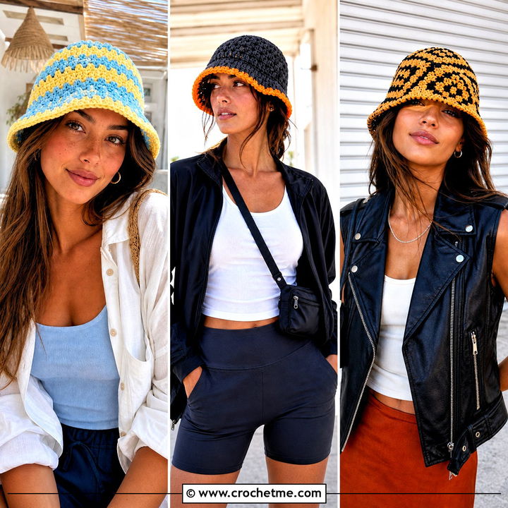 30 Crochet Granny Stitch Bucket Hat Outfit Ideas for Summer