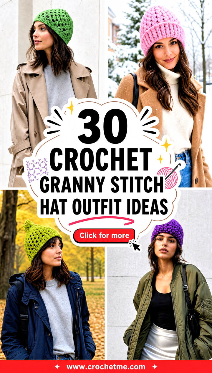 30 crochet granny stitch hat outfit ideas - 30 crochet granny stitch hat outfit ideas