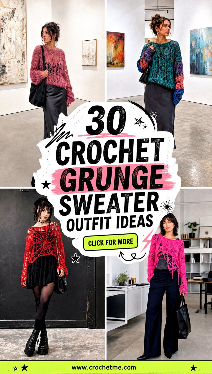 30 crochet grunge sweater outfit ideas - 30 crochet grunge sweater outfit ideas
