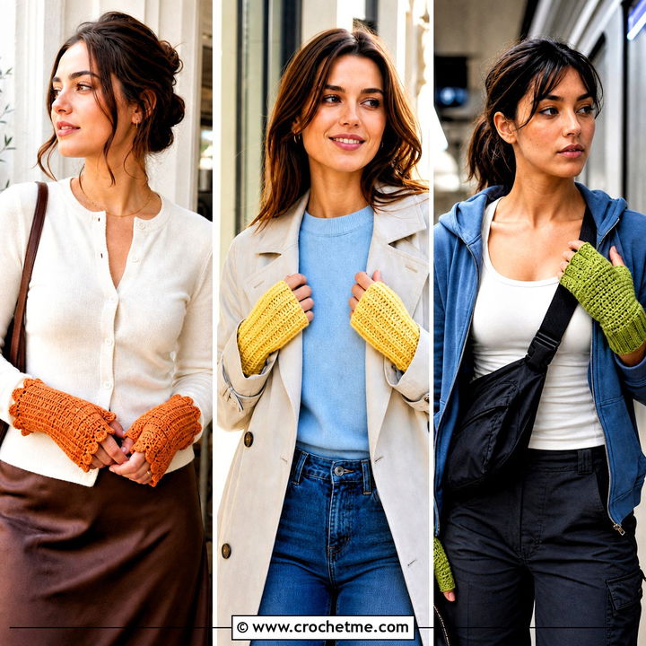 30 Crochet Half Finger Gloves Outfit Ideas for Chilly Days