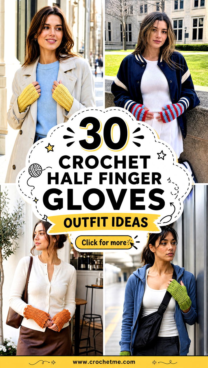 30 crochet half finger gloves outfit ideas - 30 crochet half finger gloves outfit ideas