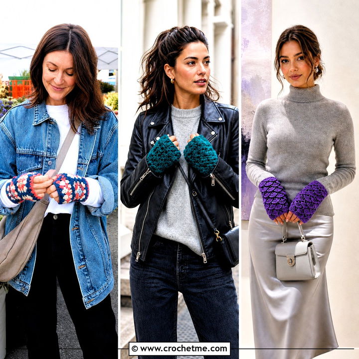 30 Crochet Half Gloves Fingerless Mitts Outfit Ideas for Fall