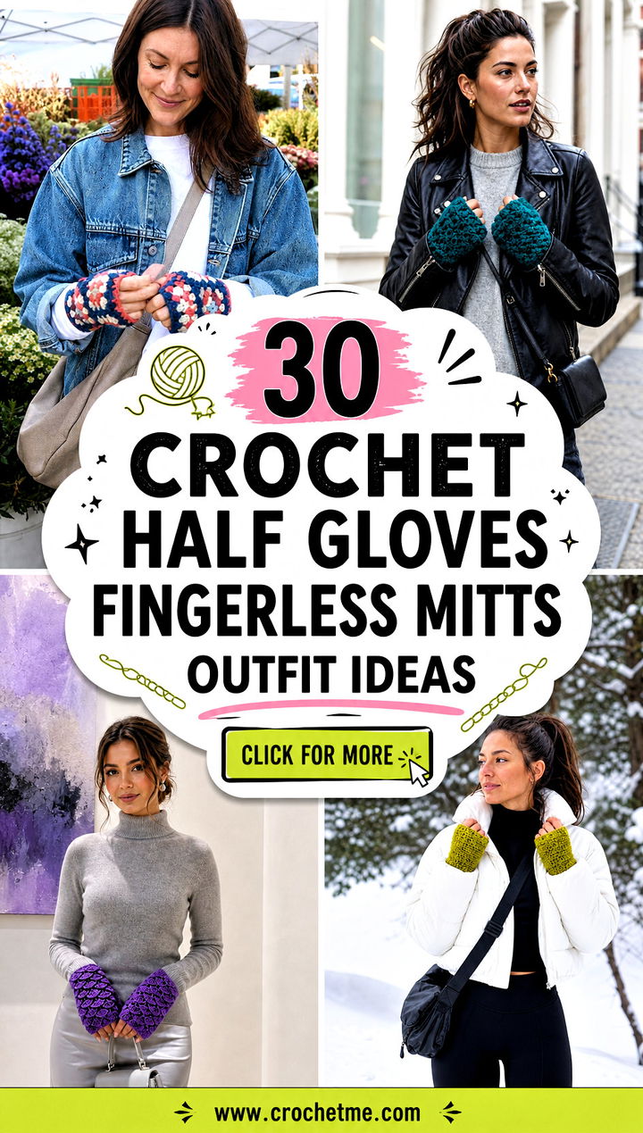 30 crochet half gloves fingerless mitts outfit ideas - 30 crochet half gloves fingerless mitts outfit ideas