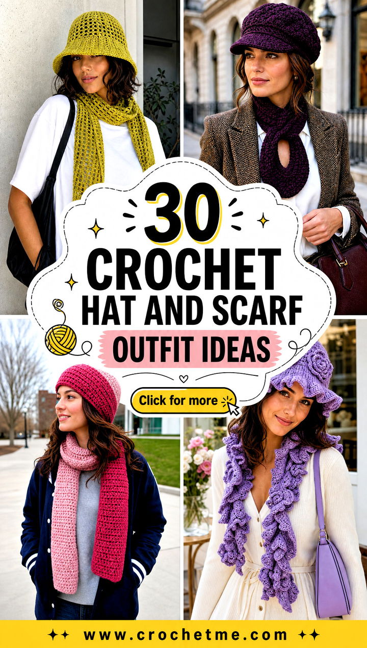 30 crochet hat and scarf outfit ideas - 30 crochet hat and scarf outfit ideas