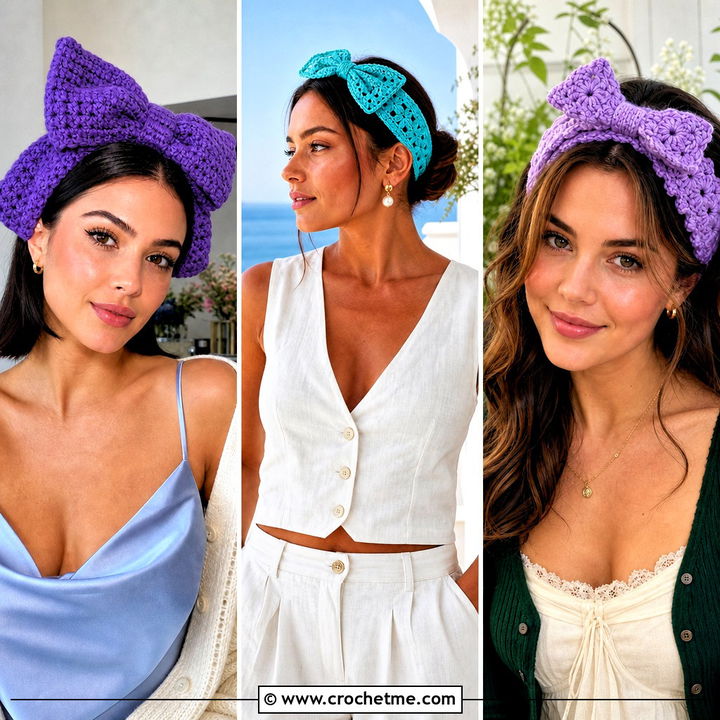 30 Crochet Headband With Bow Outfit Ideas for Sweet Style