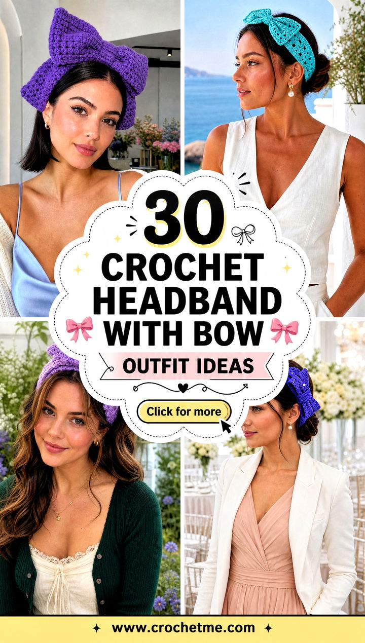 30 crochet headband with bow outfit ideas - 30 crochet headband with bow outfit ideas