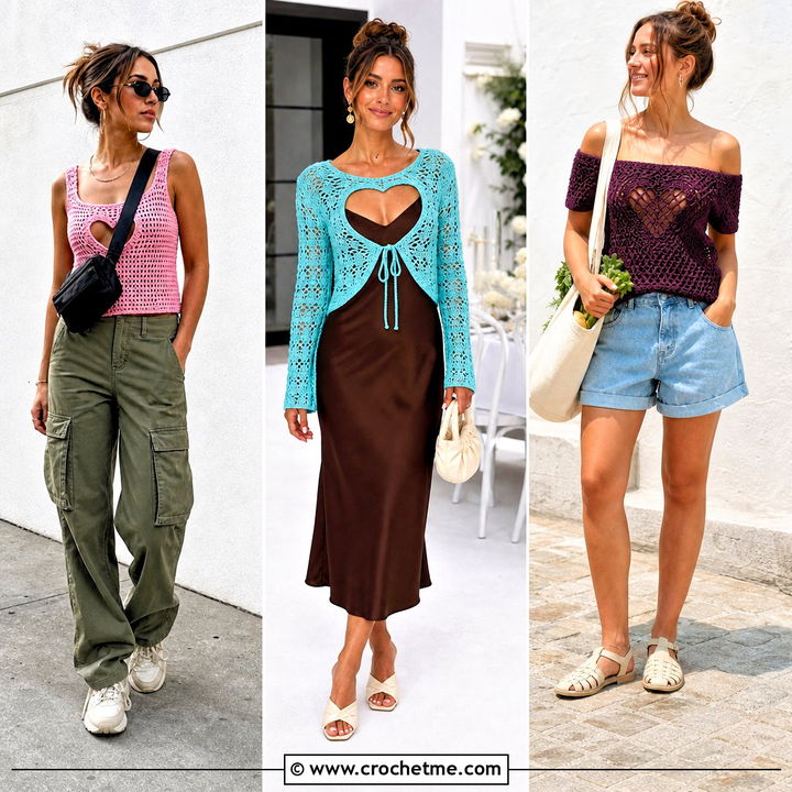 30 Crochet Heart Cut Out Top Outfit Ideas for Date Nights