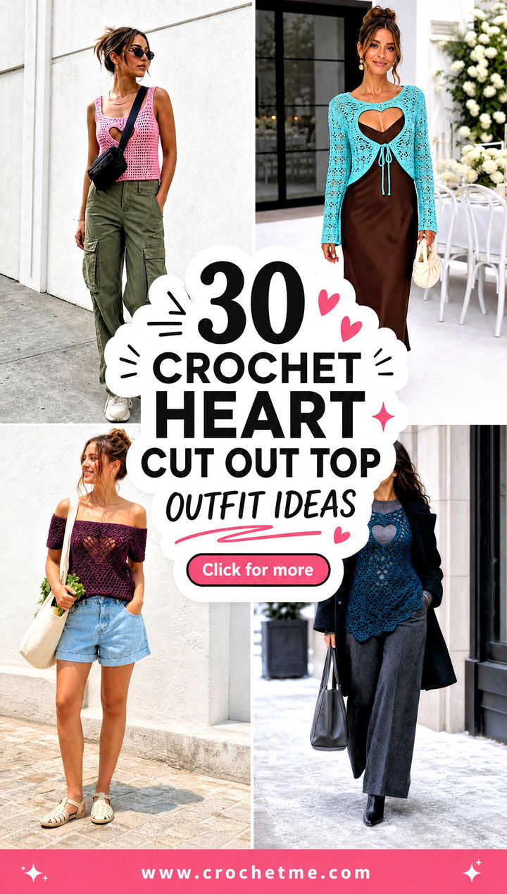 30 crochet heart cut out top outfit ideas - 30 crochet heart cut out top outfit ideas