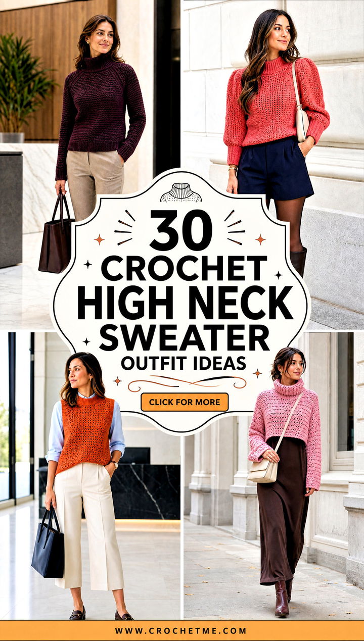 30 crochet high neck sweater outfit ideas - 30 crochet high neck sweater outfit ideas