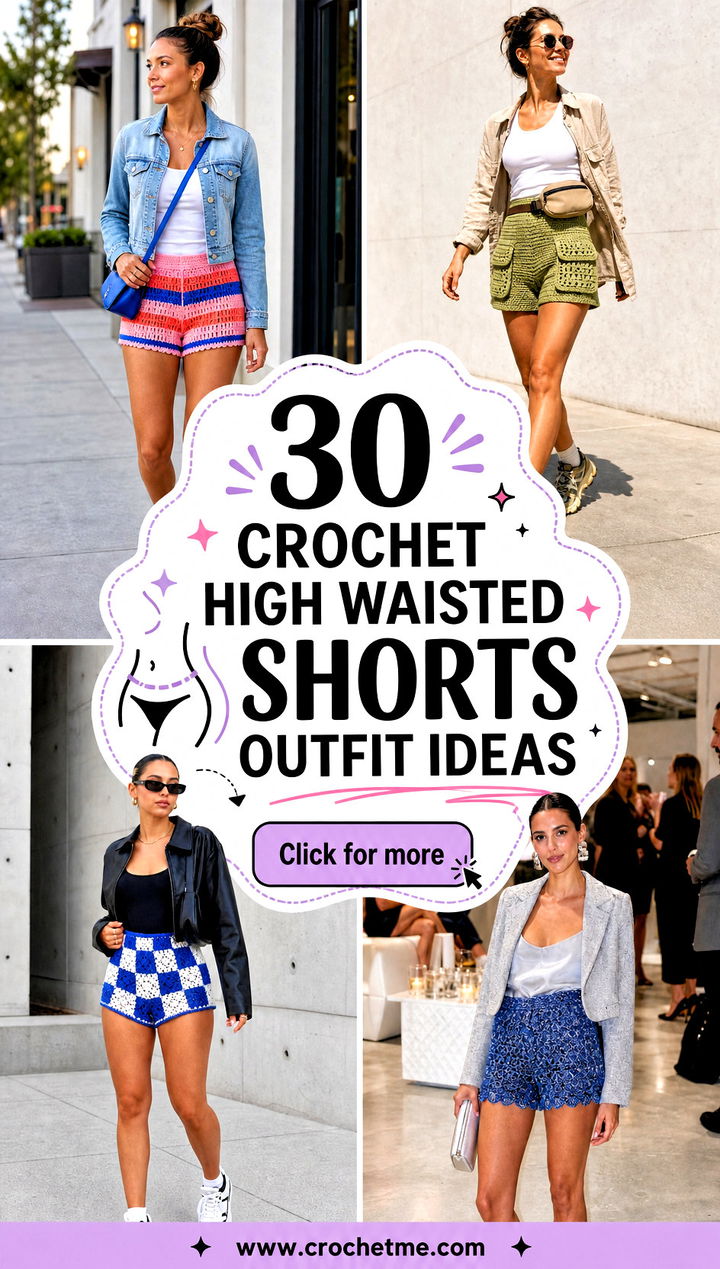 30 crochet high waisted shorts outfit ideas - 30 crochet high waisted shorts outfit ideas