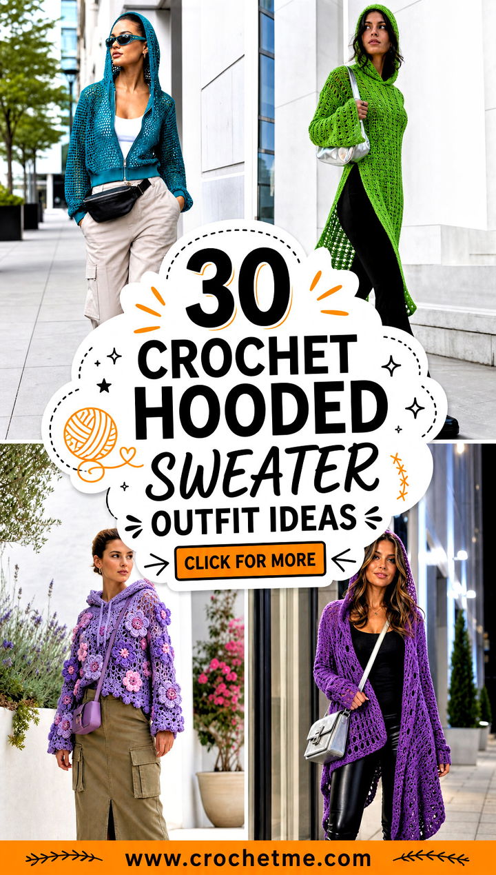30 crochet hooded sweater outfit ideas - 30 crochet hooded sweater outfit ideas