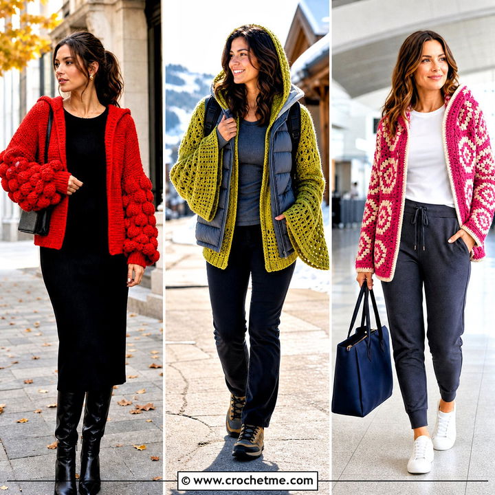 30 Crochet Hoodie Cardigan Outfit Ideas for Cozy Street Style