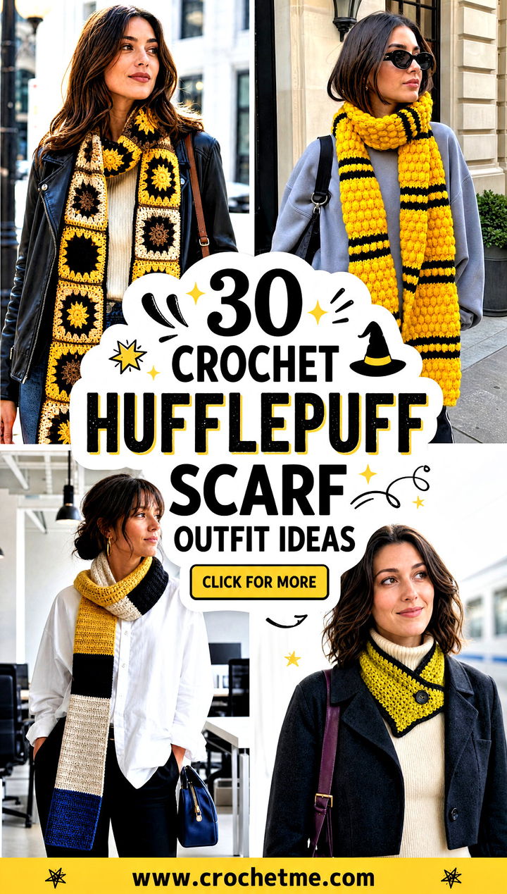 30 crochet hufflepuff scarf outfit ideas - 30 crochet hufflepuff scarf outfit ideas