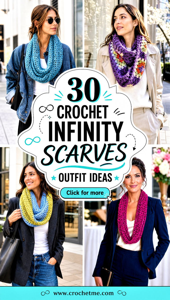 30 crochet infinity scarves outfit ideas - 30 crochet infinity scarves outfit ideas