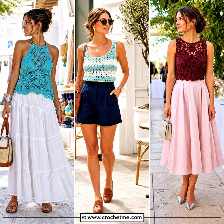 30 Crochet Lace Tank Top Outfit Ideas for Breezy Summer Style