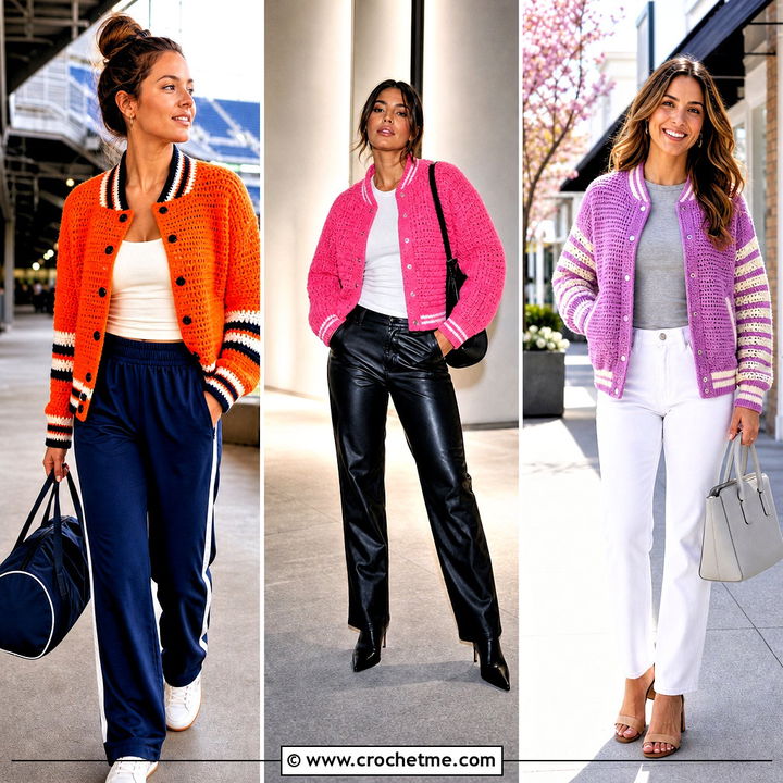 30 crochet letterman jacket outfit ideas