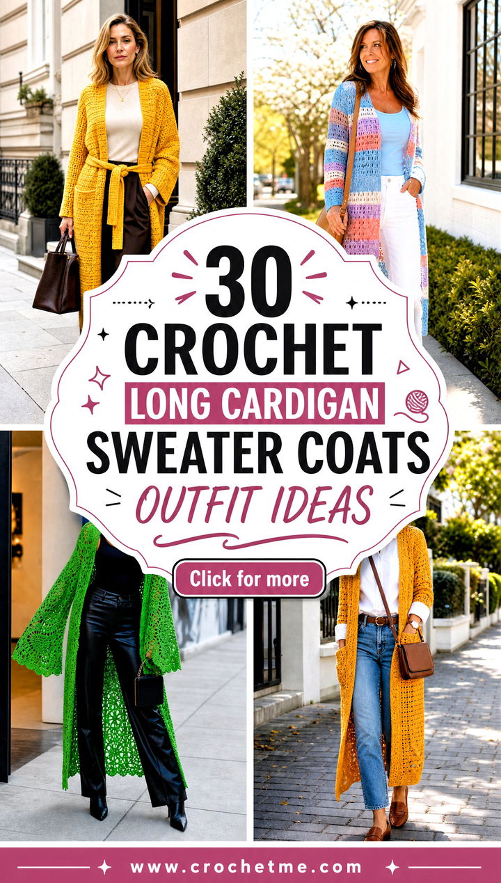 30 crochet long cardigan sweater coats outfit ideas - 30 crochet long cardigan sweater coats outfit ideas