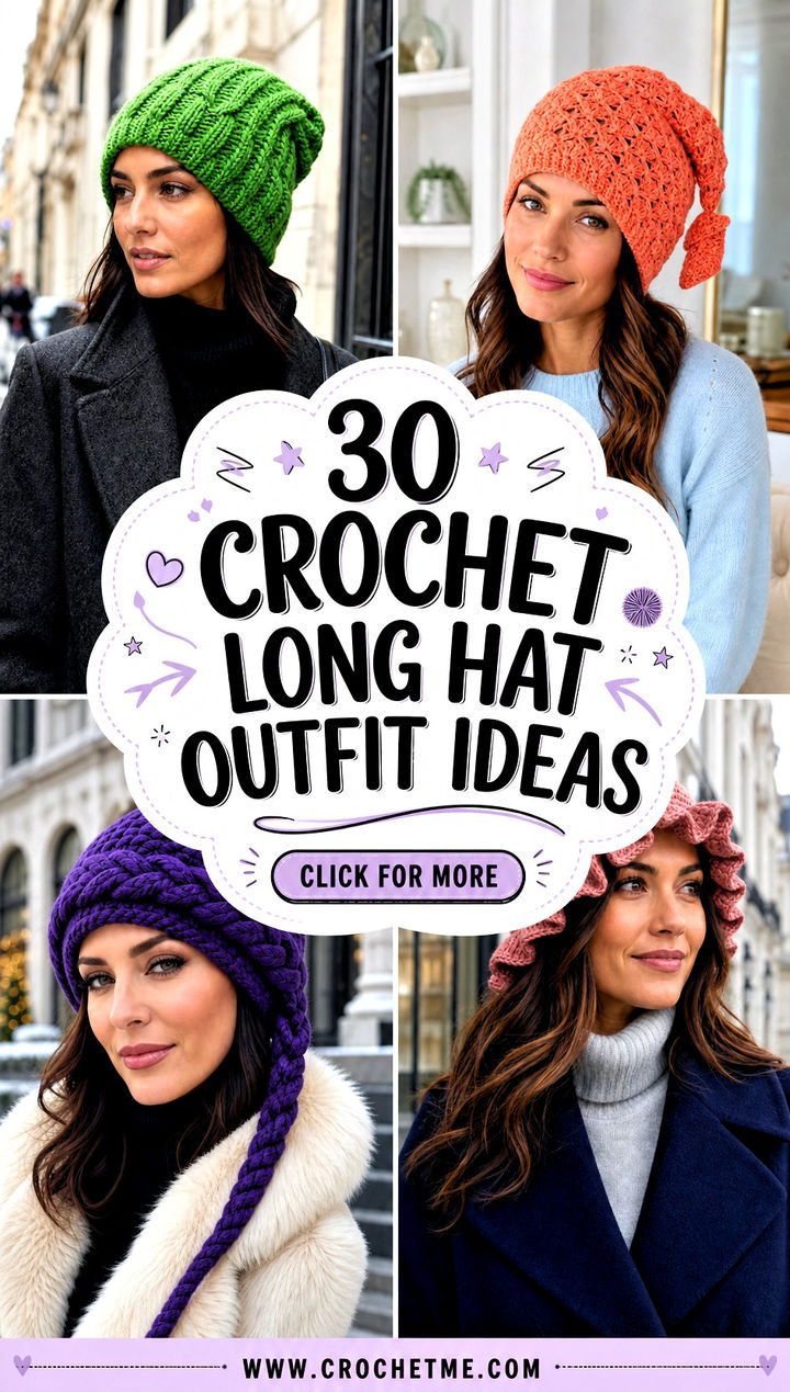 30 crochet long hat outfit ideas - 30 crochet long hat outfit ideas