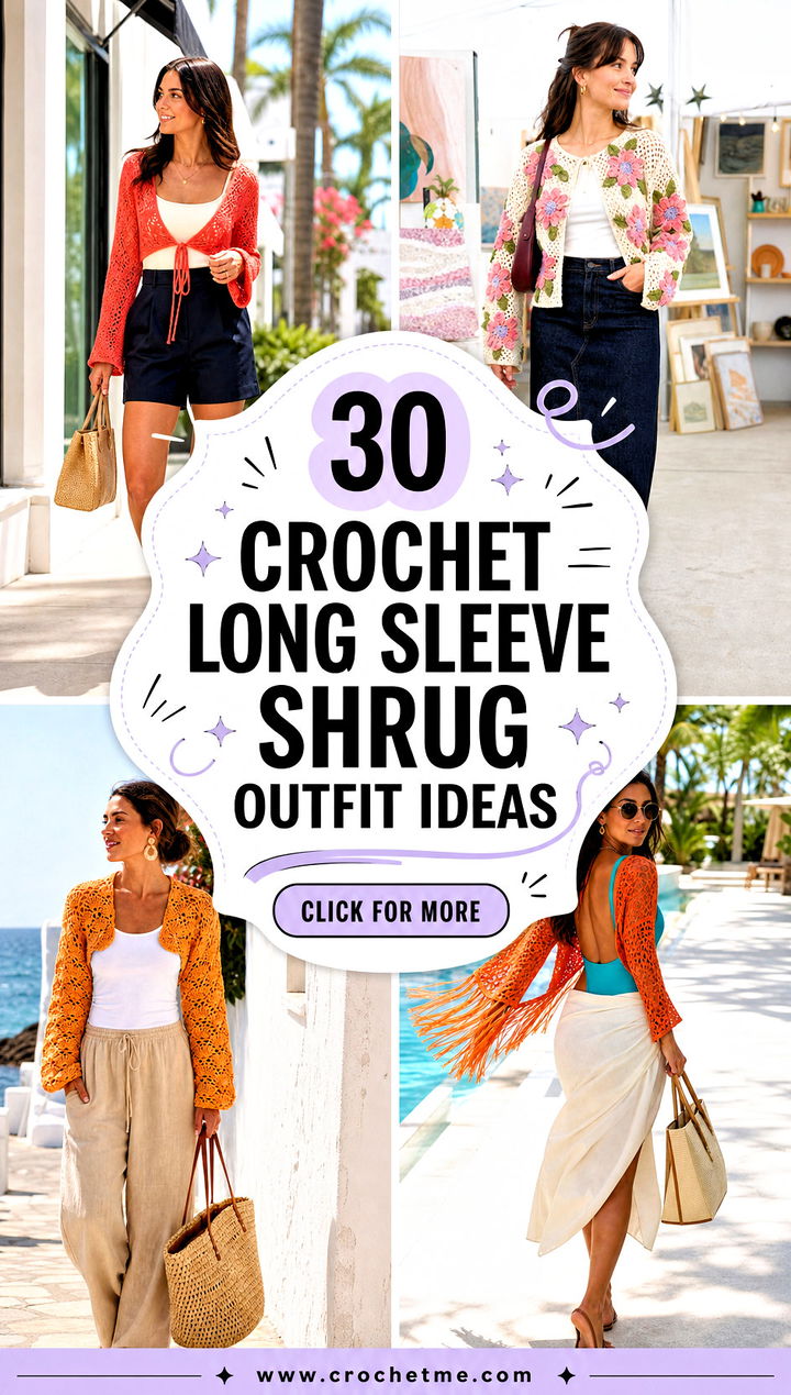 30 crochet long sleeve shrug outfit ideas - 30 crochet long sleeve shrug outfit ideas