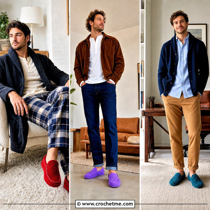 30 Crochet Men’s Slippers Outfit Ideas for Cozy At-Home Style