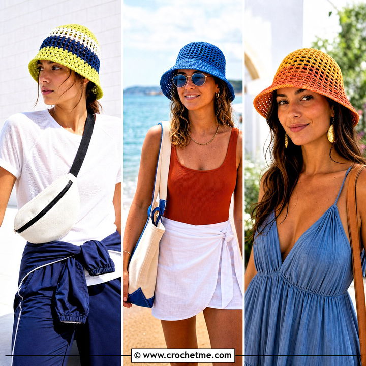 30 Crochet Mesh Bucket Hat Outfit Ideas for Stylish Sunny Days