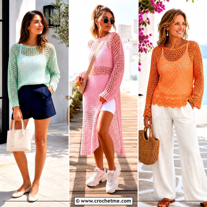 30 Crochet Mesh Jumper Outfit Ideas for Cozy Layered Style