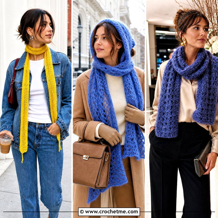 30 Crochet Mohair Scarf Outfit Ideas for Soft Seasonal Style