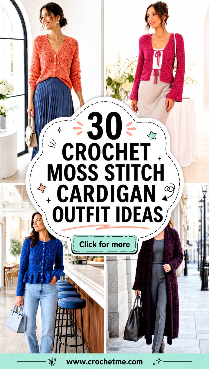 30 crochet moss stitch cardigan outfit ideas - 30 crochet moss stitch cardigan outfit ideas