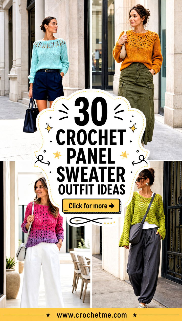 30 crochet panel sweater outfit ideas - 30 crochet panel sweater outfit ideas