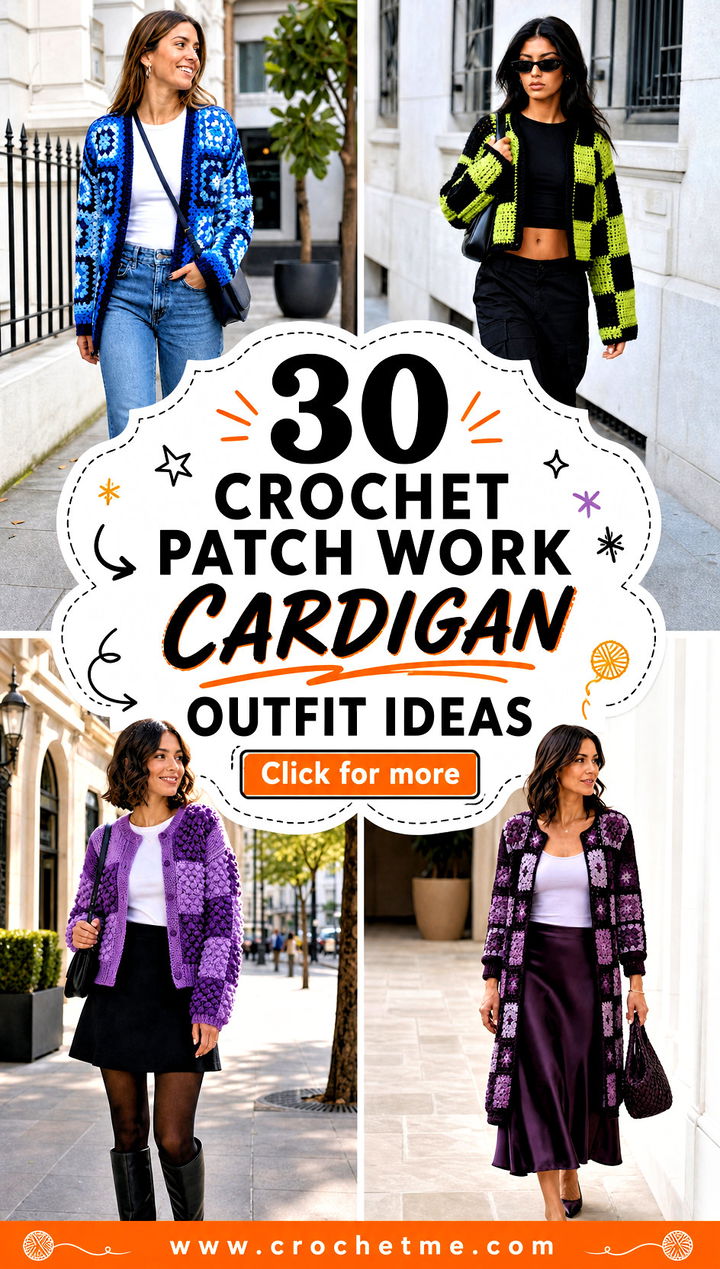 30 crochet patch work cardigan outfit ideas - 30 crochet patch work cardigan outfit ideas