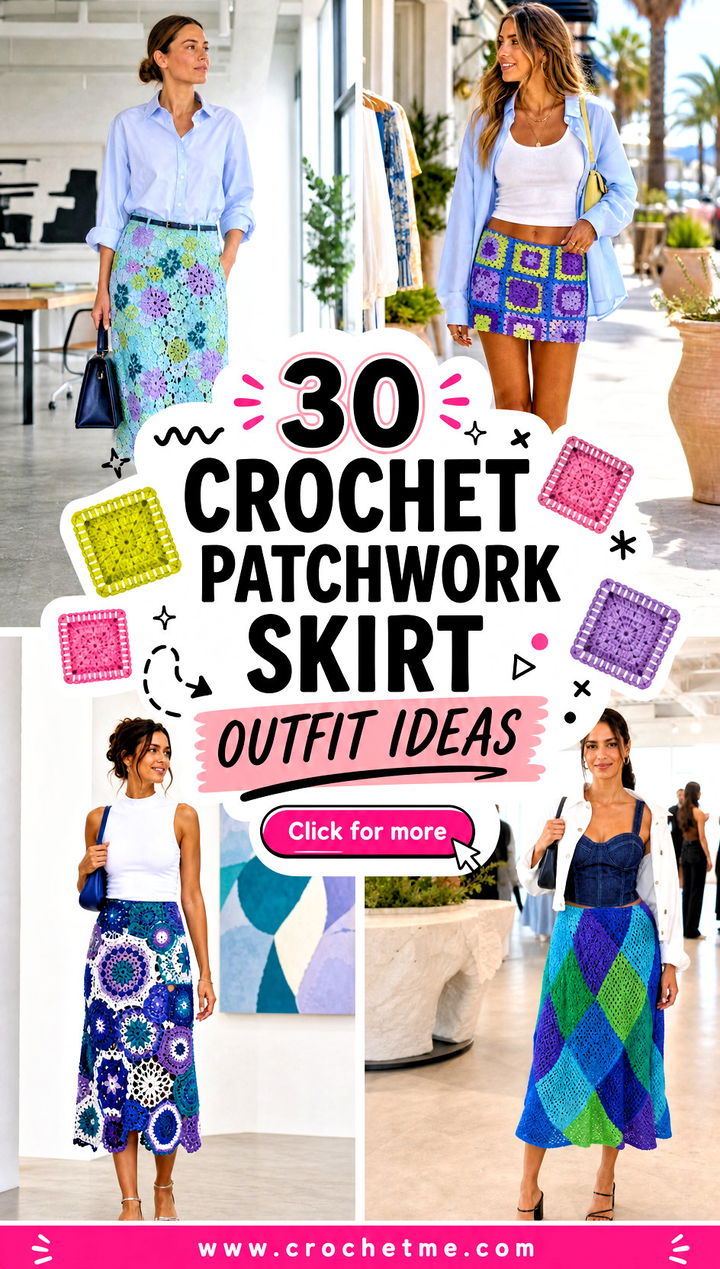 30 crochet patchwork skirt outfit ideas - 30 crochet patchwork skirt outfit ideas