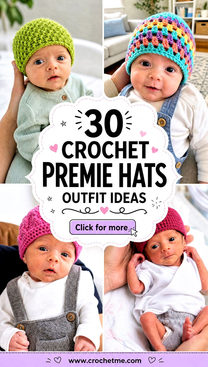 30 crochet premie hats outfit ideas - 30 crochet premie hats outfit ideas