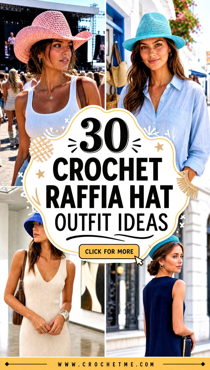 30 crochet raffia hat outfit ideas - 30 crochet raffia hat outfit ideas