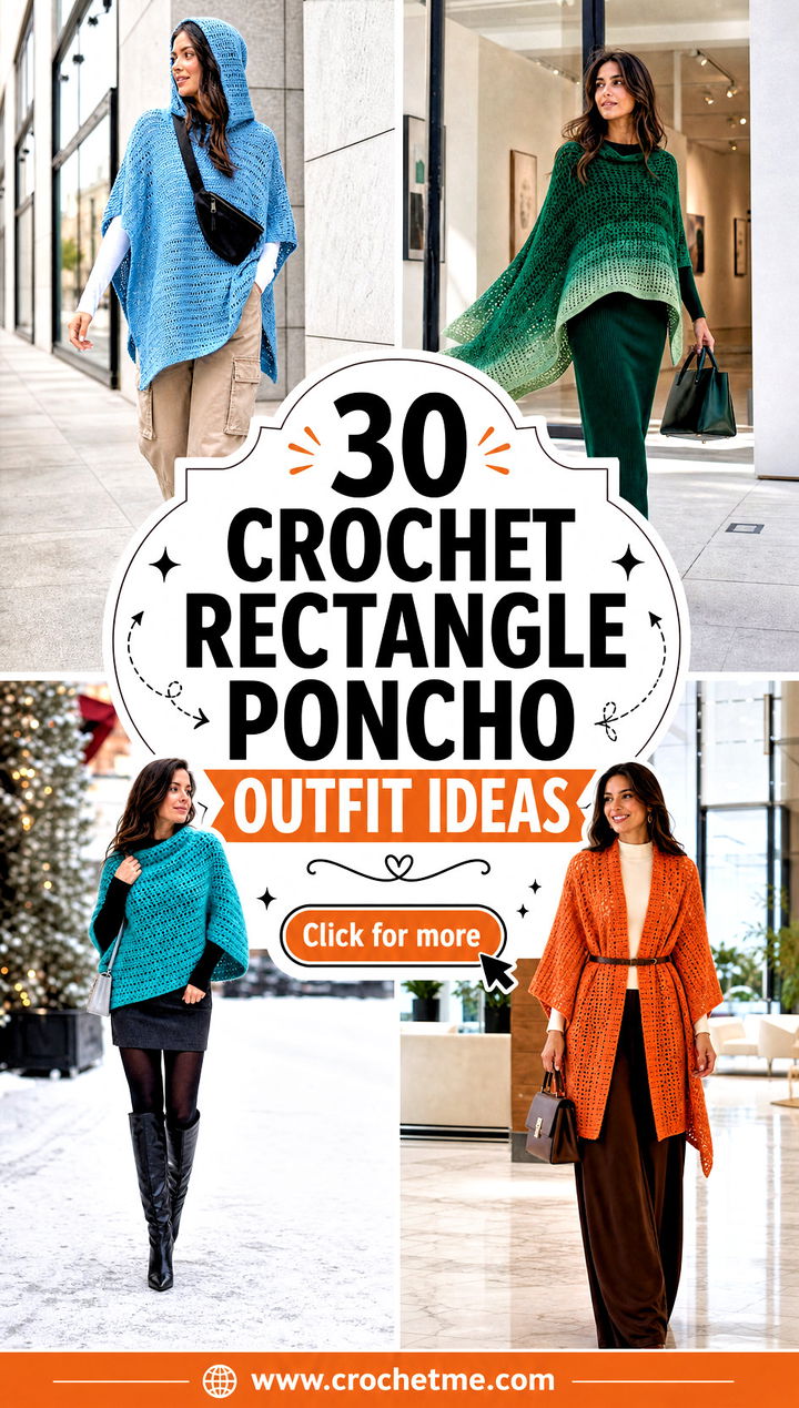 30 crochet rectangle poncho outfit ideas - 30 crochet rectangle poncho outfit ideas
