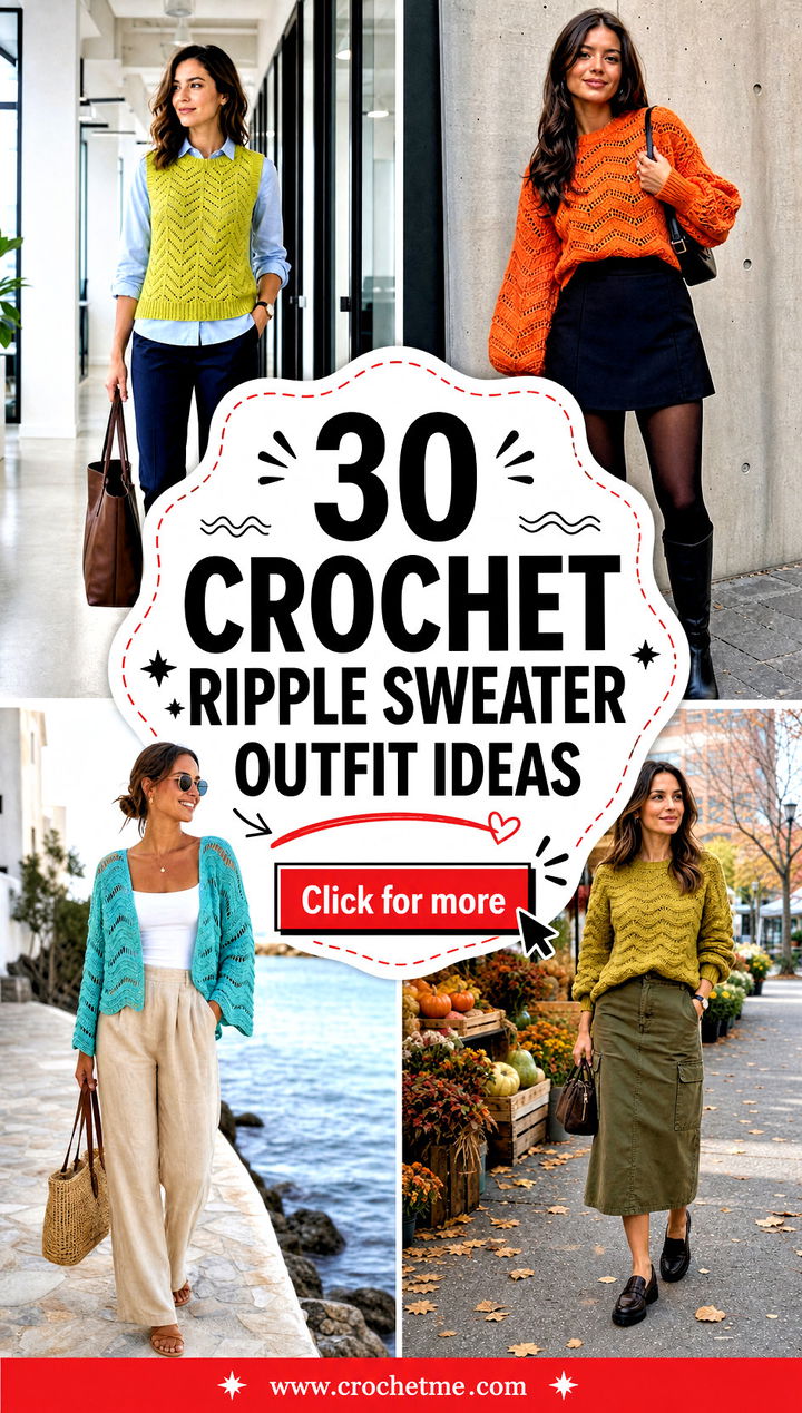 30 crochet ripple sweater outfit ideas - 30 crochet ripple sweater outfit ideas