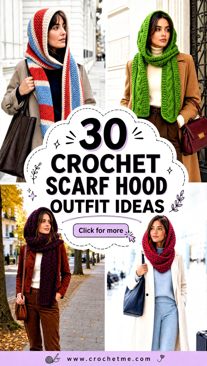 30 crochet scarf hood outfit ideas - 30 crochet scarf hood outfit ideas